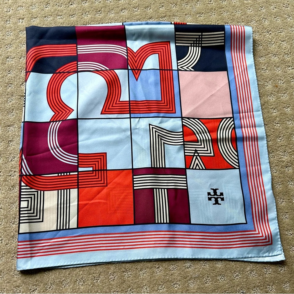 Tory Burch Multi-Color Geometric Silk Scarf